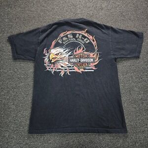 Vintage Harley Davidson Shirt Mens Medium Dayton Ohio Eagle Flame Black Y2k Bike